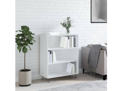 Knihovna bílá s vysokým leskem 69,5x32,5x90 cm kompozitní dřevo