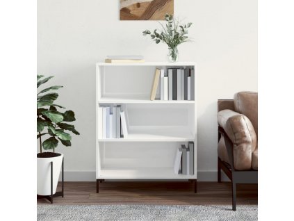 Knihovna bílá s vysokým leskem 69,5x32,5x90 cm kompozitní dřevo