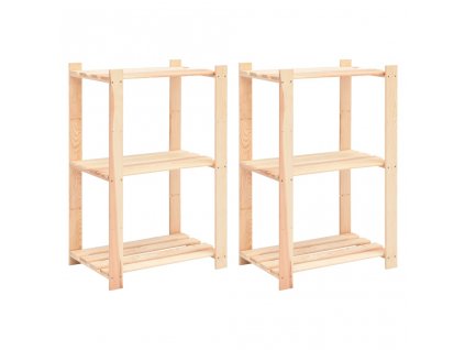 Regály 3 police 2 ks 60 x 38 x 90 cm masivní borovice 150 kg