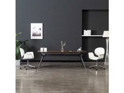 Otočná kancelářská židle bílá umělá kůže