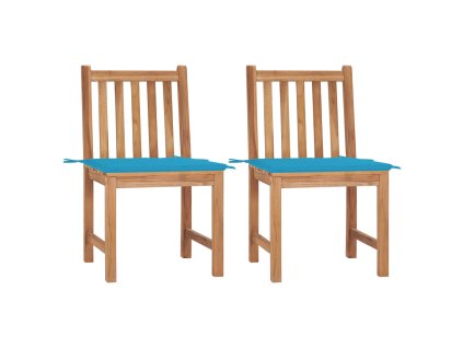 Zahradní židle 2 ks s poduškami masivní teakové dřevo