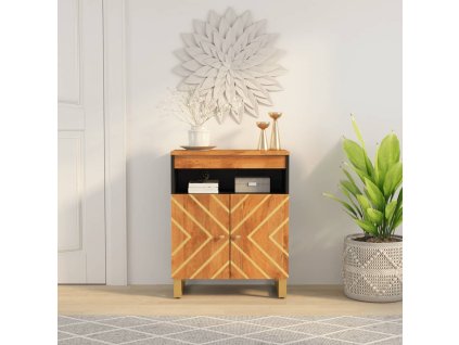 Odkládací skříňka hnědá a černá 60x33,5x75 cm masivní mangovník