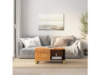 Konferenční stolek hnědý a černý 80x50x40 cm masivní mangovník