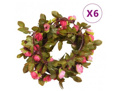 Květinové girlandy 6 ks růžové 215 cm