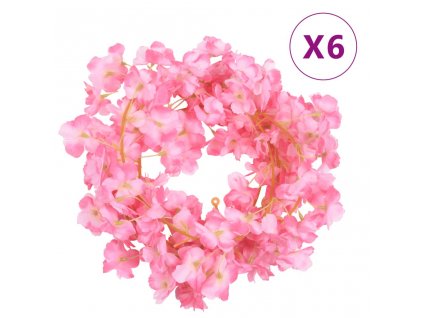 Květinové girlandy 6 ks tmavě růžové 180 cm