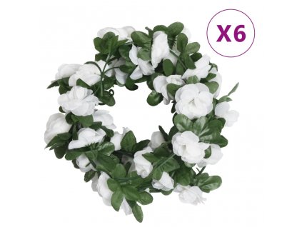 Umělé květinové girlandy 6 ks bílé 250 cm