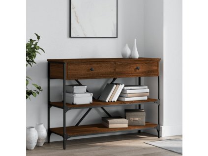 Konzolový stolek se zásuvkami a policemi hnědý dub kompozit