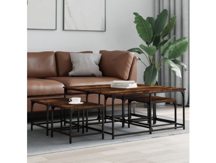 Hnízdové konferenční stolky 5 ks kouřový dub kompozitní dřevo