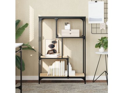 Knihovna dub sonoma 81 x 36 x 115 cm kompozitní dřevo a ocel
