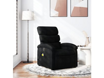 Masážní polohovací křeslo černé textil