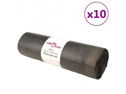 Pytle na odpadky se stahovacími šňůrkami 250 ks černé 60 l