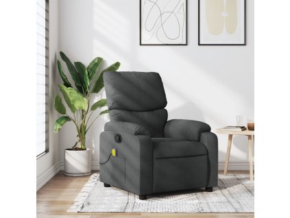 Masážní polohovací křeslo tmavě šedé textil