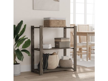 3patrový úložný regál šedý 80 x 38 x 90 cm masivní borové dřevo