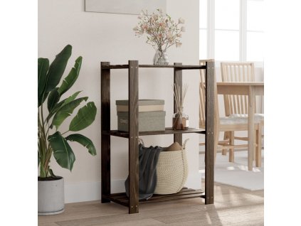 3patrový úložný regál černý 60x38x90 cm masivní borové dřevo