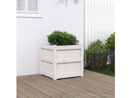 Zahradní truhlík bílý 50 x 50 x 50 cm masivní borovice