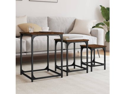 Hnízdové konferenční stolky 3 ks hnědý dub kompozitní dřevo