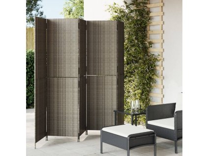 Dělicí stěna 5 panelů šedá polyratan