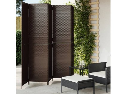 Dělicí stěna 5 panelů hnědá polyratan