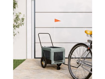 Vozík za kolo pro psa šedý a černý oxfordská tkanina a železo