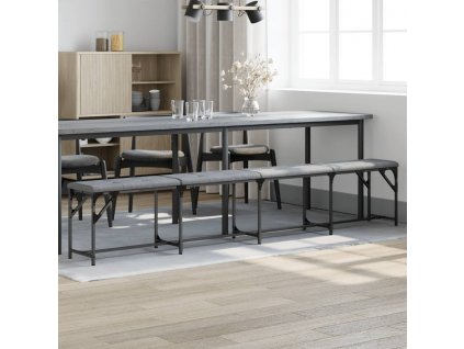 Jídelní lavice světle šedá 248 x 32 x 45 cm ocel a textil