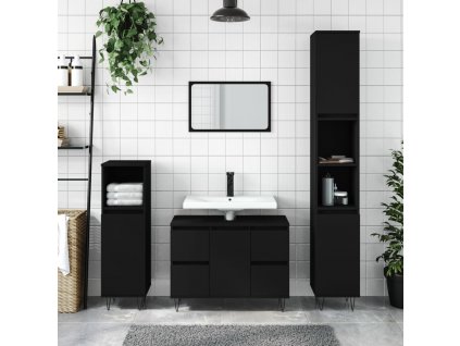 Koupelnová skříňka černá 80 x 33 x 60 cm kompozitní dřevo