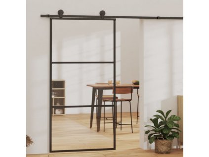 Posuvné dveře ESG sklo a hliník 102 x 205 cm černé