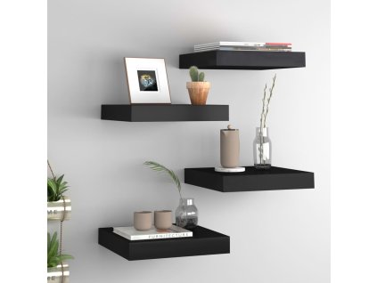 Plovoucí nástěnné police 4 ks černé 23 x 23,5 x 3,8 cm MDF