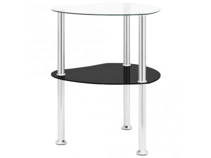 322786 vidaXL 2-Tier Side Table Transparent & Black 38x38x50cm Tempered Glass