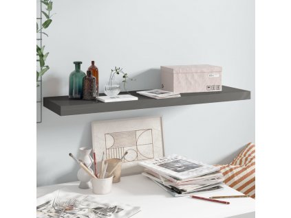 Plovoucí nástěnná police šedá vysoký lesk 90x23,5x3,8 cm MDF