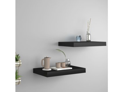 Plovoucí nástěnné police 2 ks černé 40 x 23 x 3,8 cm MDF