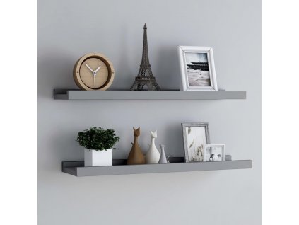 Poličky na zarámované obrázky 2 ks šedé 80 x 9 x 3 cm MDF
