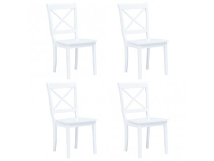 Jídelní židle 4 ks bílé masivní kaučukovník