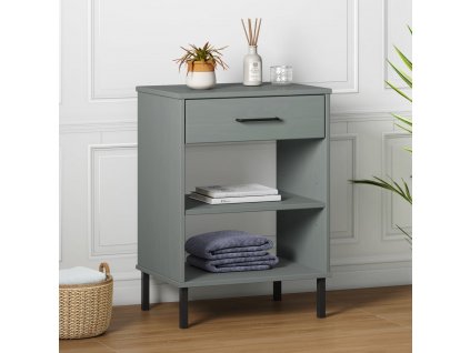 Konzolová skříňka s kovovými nohami šedá masivní borovice OSLO