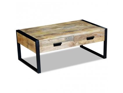 Konferenční stolek se 2 zásuvkami, masivní mangovníkové dřevo