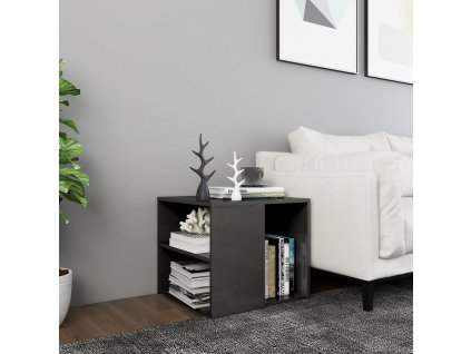 Odkládací stolek šedý vysoký lesk 50x50x45 cm kompozitní dřevo