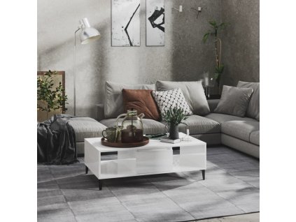 Konferenční stolek bílý lesklý 103,5x60x35 cm kompozitní dřevo
