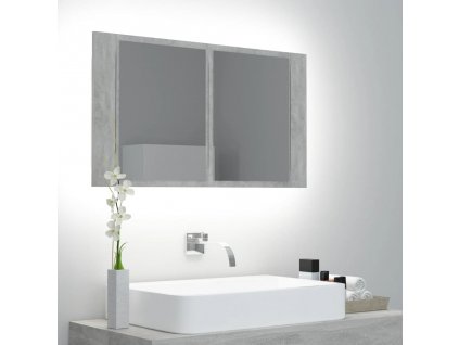 LED koupelnová skříňka se zrcadlem betonově šedá 80x12x45 cm