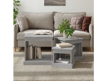 Konferenční stolky 3 ks šedé sonoma kompozitní dřevo