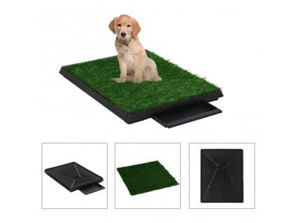 Toalety pro psy 2 ks s nádobou a umělou trávou zelené 63x50x7cm