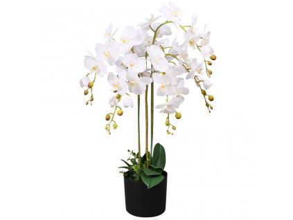 Umělá rostlina orchidej s květináčem 75 cm bílá