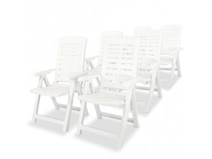 Polohovatelná zahradní křesla 6 ks plast bílá