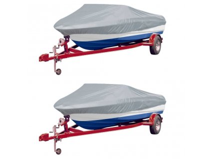 Krycí plachty na člun 2 ks šedé délka 488–564 cm šířka 239 cm