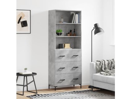 Skříň highboard betonově šedá 69,5x34x180 cm kompozitní dřevo