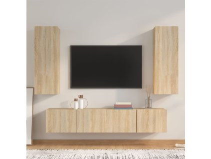 4dílný set TV skříněk dub sonoma kompozitní dřevo