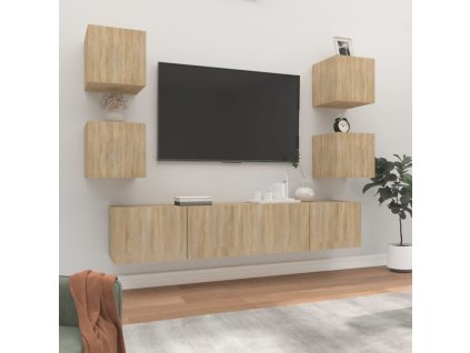 6dílný set TV skříněk dub sonoma kompozitní dřevo