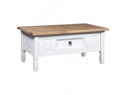 Konferenční stolek mexická borovice Corona bílý 100x55x44 cm