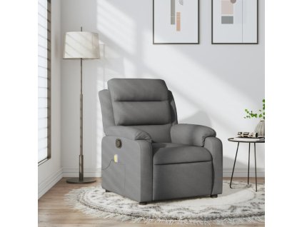 Masážní polohovací křeslo tmavě šedé textil
