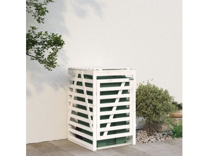 Úložný box na popelnici bílý 84x90x128,5 cm masivní borovice