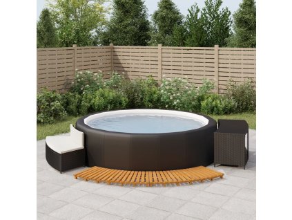 Obruba k vířivce černá polyratan a masivní akáciové dřevo