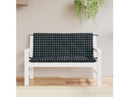 Podušky na lavici 2 ks černé kárované 120 x 50 x 7 cm textil